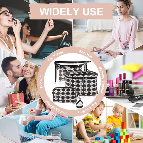 jiffordwind Makeup Bag 4 Pcs Waterproof Cosmetic Bag Set Portable Travel Cosmetic Bag Multifunction Organizer Storage Bag Toiletry Bag forWomen and Girls (BLACK)