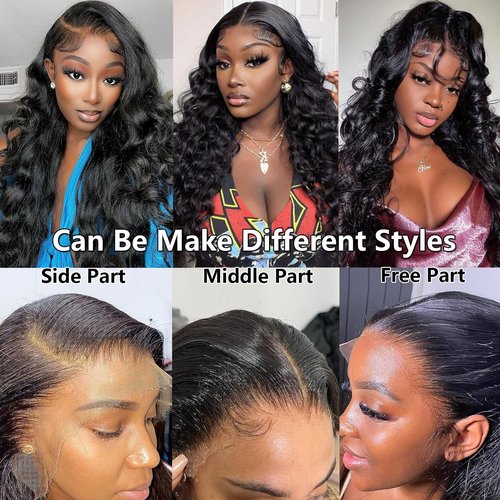 Selina Hair 13x4 Transparent HD Lace Closure Straight Human Hair 180% Density Pre Plucked Natural Hairline Bleached Knots Straight Hair Lace Frontal 20" Natural Black
