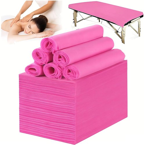 YILUFA1688 100 Pcs Massage Table Sheets Disposable Bed Cover Non Woven Fabric Breathable Sheets for Massage,Spa, Beauty Salon, Facial,Tattoo, Waxing, Esthetician (71"x 31" Pink)