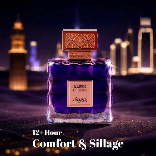 Sapil Elixir of Dubai Unisex Eau de Parfum – Long-Lasting Dubai Perfume with Amber, Vanilla, Musk, Cardamom, Bergamot & Lavender – Arabic Luxury Fragrance for Men & Women – 3.38 oz