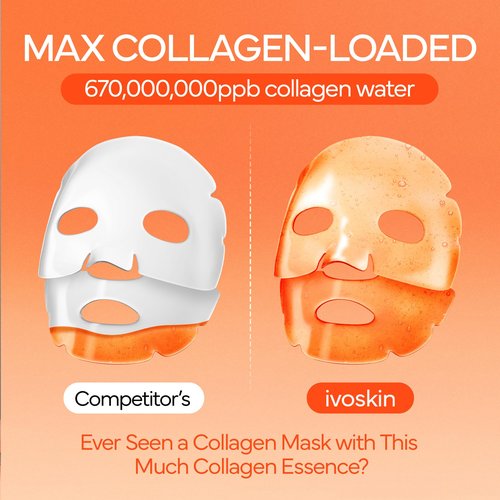 IVOSKIN Collagen Jelly Hydro-bomb Plump Mask, Hydrating 39g x 4ea Real Collagen Mask, Firming and Moisturizing for Glow Skin, Collagen Water over 670,000 ppm