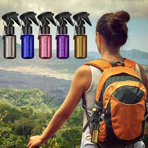 Roshtia 20 Pcs Small Spray Bottle with Keychain 2 oz Plastic Mini Spray Bottles Refillable 60ml Travel Size Spray Bottle with 1 Sheet Sticker Empty Hand Sanitizer Containers for Face Wash, 5 Colors