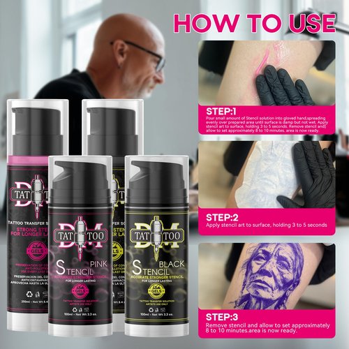 Tattoo Transfer Gel, Premium Professional Tattoo Stencil Liquid Large Capacity Not Esay to Erase Accessories (250ml Black)