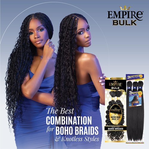 Sensationnel Empire Bulk Braiding – Water Wave Human Hair Braids for Knotless Boho Box or Curly Loosewave Styles 1 pack (14 inch, 2 DARKBROWN)