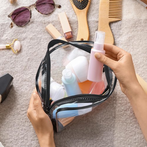 sogiv 3Pcs TSA Approved Toiletry Bag, Clear Travel Toiletry Bag, Clear Makeup Bag, Waterproof Travel Makeup Cosmetic Bag, Carry On Airport Airline Quart Size Travel Bag for Women Men (Black)