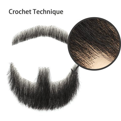 BEXIUKAKA False Mustaches Fake Beard Realistic 100% Human Hair Face Beard Realistic and Mustache Black for Men Realistic Makeup Lace Beards Invisible False Performance Cosplay(Black)