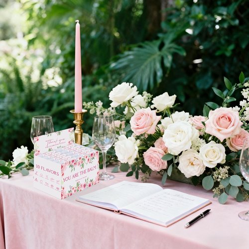 ElasignShopo 50 Pack Moisturizing Lip Balms in Bulk Floral Flower Wedding Gifts Reception Ideas Party Favors Thank You For Celebrating With Us Baby Shower Birthday Gift You Are The Balm Beeswax