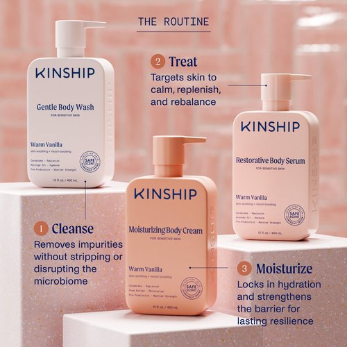 Kinship Restoring Body Serum for Sensitive & Dry Skin | Strengthening Body Cream | Vanilla Lotion, 13 oz