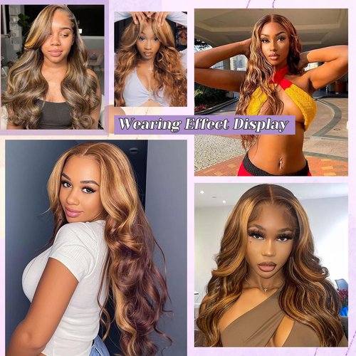 DSEKCAIN P427# Highlight Honey Blonde 2x6 Body Wave Lace Closure 100% Real Human Hair 16 Inch Transparent hd 2x6 Lace Closure