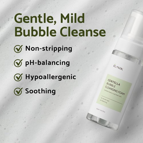 iUNIK Calendula Jojoba Oil Cleanser Gentle Makeup Remover Pore Cleansing Oil & Centella Bubble Foaming Facial Cleanser Vegan Soothing Moisturizing Dry Oily Sensitive Skin Korean Skincare