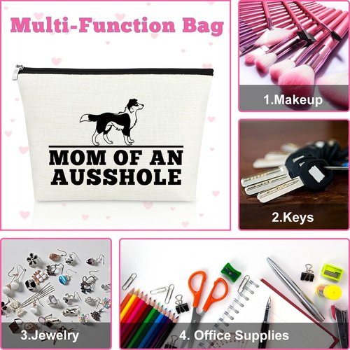 Australian Shepherd Gifts for Aussie Lovers Aussie Dog Mama Makeup Bag Gift for Women Girls Funny Aussie Dog Lover Gift Unique Dog Mom Gifts Mom Of An Ausshole Cosmetic Bag Gift Mother's Day Gift