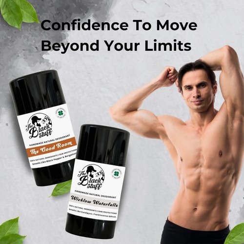 The Black Stuff Natural Deodorant with Kaolin Clay & Clove Aluminum Free Deodorant for Men for Long-Lasting Freshness, The Good Room & Wicklow Waterfall Mens Deodorant (Pack of 2)