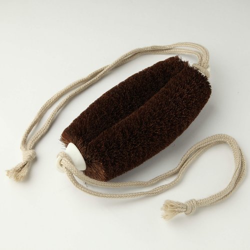 Japanese Tawashi Soft Bath Scrub - Hemp Palm Fiber Body Brush with Rope Handles - Ideal for Exfoliating - Product of Japan