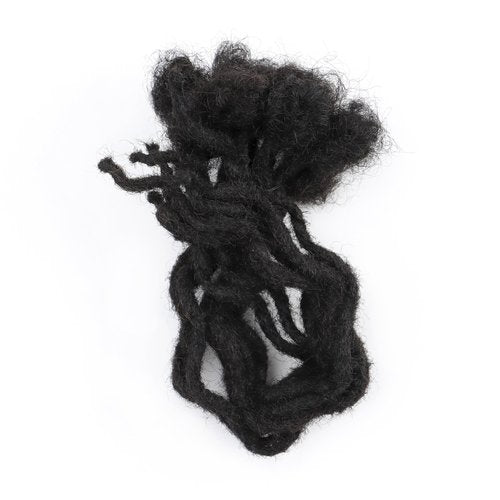 10 inch 10 Strands Curly Wave Loc Extensions Human Hair, 0.4cm Width Real Human Hair Dreadlocks Extensions for Man/Women Full Handmade Dreads Can be Dyed
