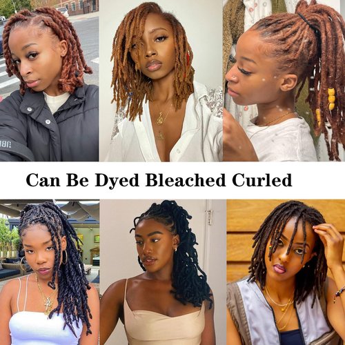 12 Inch 0.8cm Thickness Dreadlock Extensions Human Hair 30Strands 100% human hair Full handmade Loc Extensions Human Hair Can Be Curled and Bleached Dreads Extension for Men Women （ #1B）