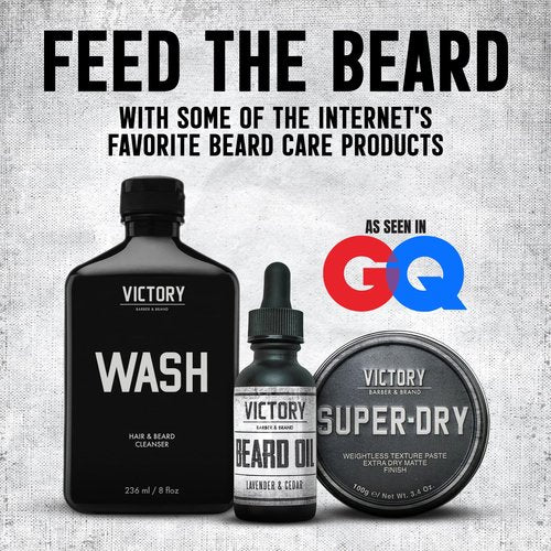 Victory Barber & Brand Beard Wash - Made in USA, Men's All-in-One Shampoo and Conditioner, Hydrating, Smoothening, Softening, 8.4 Fl Oz