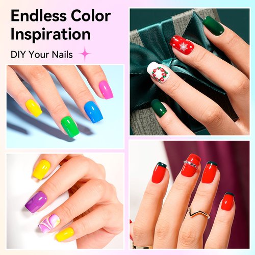 Nailshion Nail Polish 16 Colors Rainbow Air Dry Regular Nail Polish Set with Base Top Coat & Remover Pads| White Red Classic French Fingernail Polishes Non-gel Bulk Gift for Nail Art Lovers