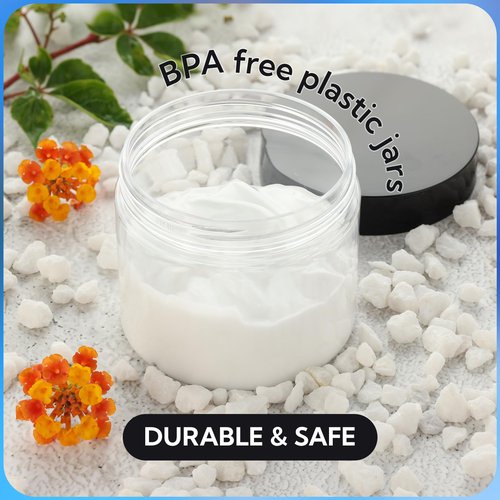 Small Plastic Containers With Leads - 5 OZ Small Jars with Lids - 24 Pack - Great as Travel Containers for Creams, Cosmetic - Leak Free