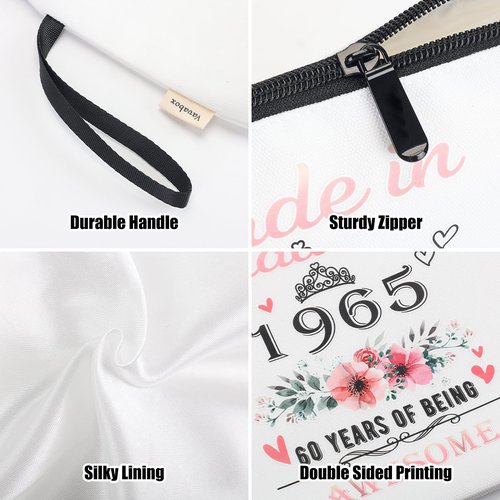 Vavabox 40th Birthday Gifts Women, Unique Gifts for Her, Makeup Bag with Zipper for Daily Use (Year-1985, White)