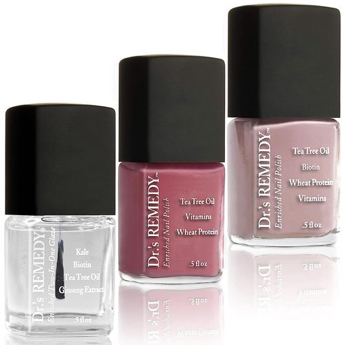 Dr’s Remedy 3 Pack Nail Polish Kit, Feeling Rose-Y Trio, All Natural Enriched Nail Strengthener Non Toxic and Organic