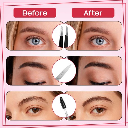 NazQat 6 Pcs Tweezers Set for Women Facial Hair, Professional Eyebrow Kit, 4x Precision Tweezers for Eyebrows with Scissors and Grooming Brush - Eyebrows Hair Pluckers with Leather Travel Case