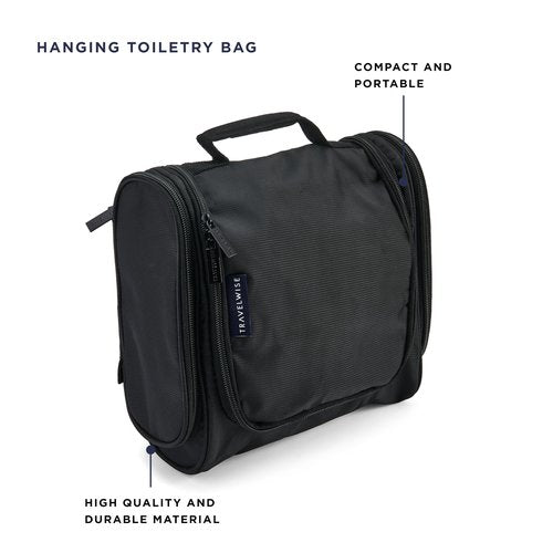 TravelWise Hanging Toiletry Bag, Travel Toiletry Organizer, Black