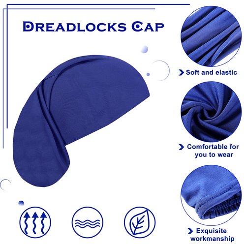 4 Pieces Unisex Dreadlock Cap Long Hair Dreads Head Wrap Sleeping Cap Hair Accessories Sleep Bonnet for Men Women(Black, White, Blue, Gray)