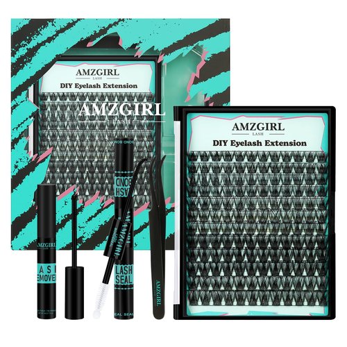 Lash Extension Kit 144pcs Lash Clusters Kit D Curl Eyelash Extension Kit with Lash Bond and Seal Waterproof Lash Glue Remover Lash Tweezers for Lash Clusters Eyelash Clusters Kit (Dusk, D-10-18mm Kit)