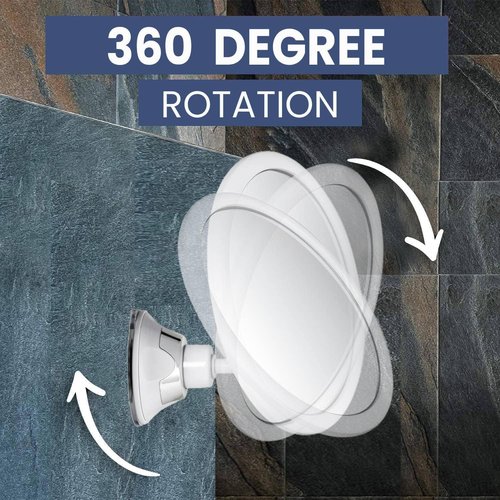 MIRRORVANA 3X Magnifying Round Shower Mirror for Fogless Shaving with Strong and Sticky Suction Cup, Shatterproof Surface and 360° Swivel - 6.7" Diameter