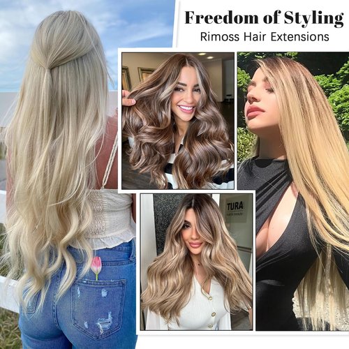 Rimoss Clip in Hair Extensions Real Human Hair - 120g 12 Inch 7pcs, Bleach Blonde Color - Premium Soft Remy Hair Extensions Real Human Hair Clip ins Straight for Women (#613 12 Inch)