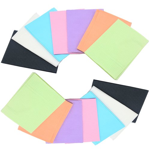 AebDerp 125Pcs Disposable Nail Art Tattoo Paper Towels Table Mat, 3-Ply Waterproof Tattoo Bibs Sheets Nail Desk Mat, Tattooing Tablecloth Pads Tray Covers, Nail Napkins for Nail Salon Supplies (Pink)