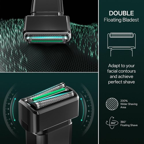 Electric Razor for Men Face,2 Adjustable Speeds Foil Shavers for Men for Beard/Face Beard Trimmer Waterproof Wet & Dry with 3 Floating Blade LED Display USB-C Fast Rechargeable for Travel Home