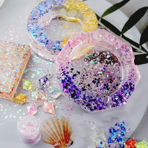 Craft Glitter, 380g Nail Glitter Powder 10 Jars Glitter with Tools,AARDWO Vibrant Multi-Purpose Glitter for Body,Eyeshadow,Cosmetic,Nail Arts,Crafts,Decoration,DIY(Star&Moon Shape, Blue)