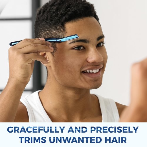 Upgrade Metallic Blue Finish Eyebrow Razor with Rose Gold Eyebrow Razor