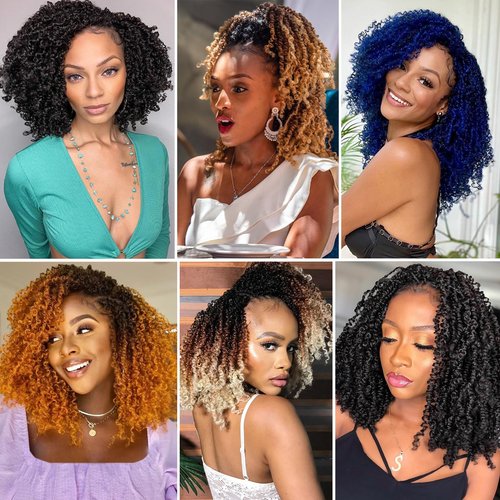 COOKOO 8 Packs 30 Stands/Pack Pre-looped Yanky Twist Crochet Hair 10 Inch Pre Twisted Mini Spring Twists Crochet Hair for Women Micro Curly Crochet Twist Synthetic Hair Extensions 1B#