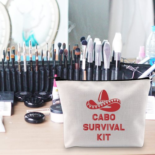 POFULL Cabo Mexico Bachelorette Party Gift Wedding Party Cosmetic Bag Cabo San Lucas Gift Cabo Survival Kit Zipper Makeup Bags Travel Toiletry Bag Accessories (cabo bag)