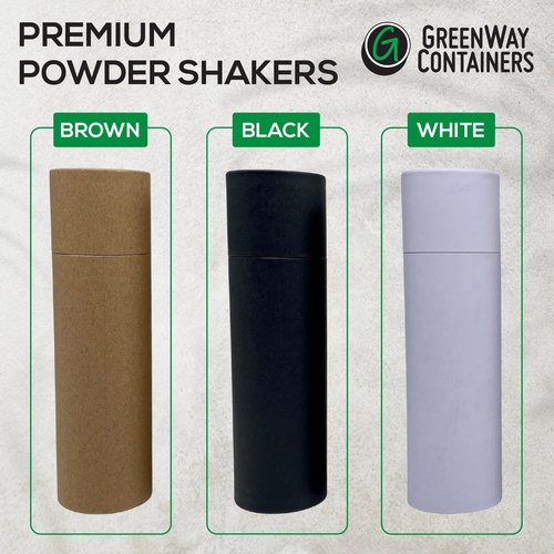 GreenWay 4oz / 115g Small Kraft Paper Shaker Tubes with Sifters & Lids - 10 Pack Biodegradable Containers for Powdered Cosmetics - Fully Compostable Spice Sifting Tubes – White