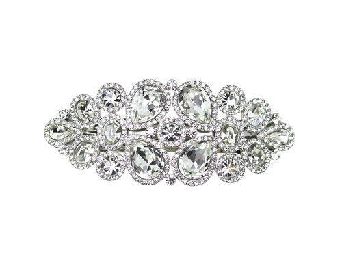 Faship Gorgeous Clear Rhinestone Crystal Floral Hair Barrette Clip