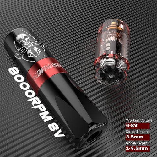 Tattoo Kit, Wormhole Tattoo Gun Kit Tattoo Machine Kit with Tattoo Gun 11 Tattoo Inks 10 Cartridge Needles, Power Supply for Beginners WTK187
