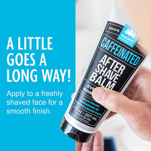 Pacific Shaving Company Caffeinated Aftershave, Men's Grooming Product - Antioxidant Daily Face Lotion + After Shave - Soothing Aloe & Spearmint Post Shave Balm for Sensitive Skin (3.4 Fl Oz, 3 Pack)
