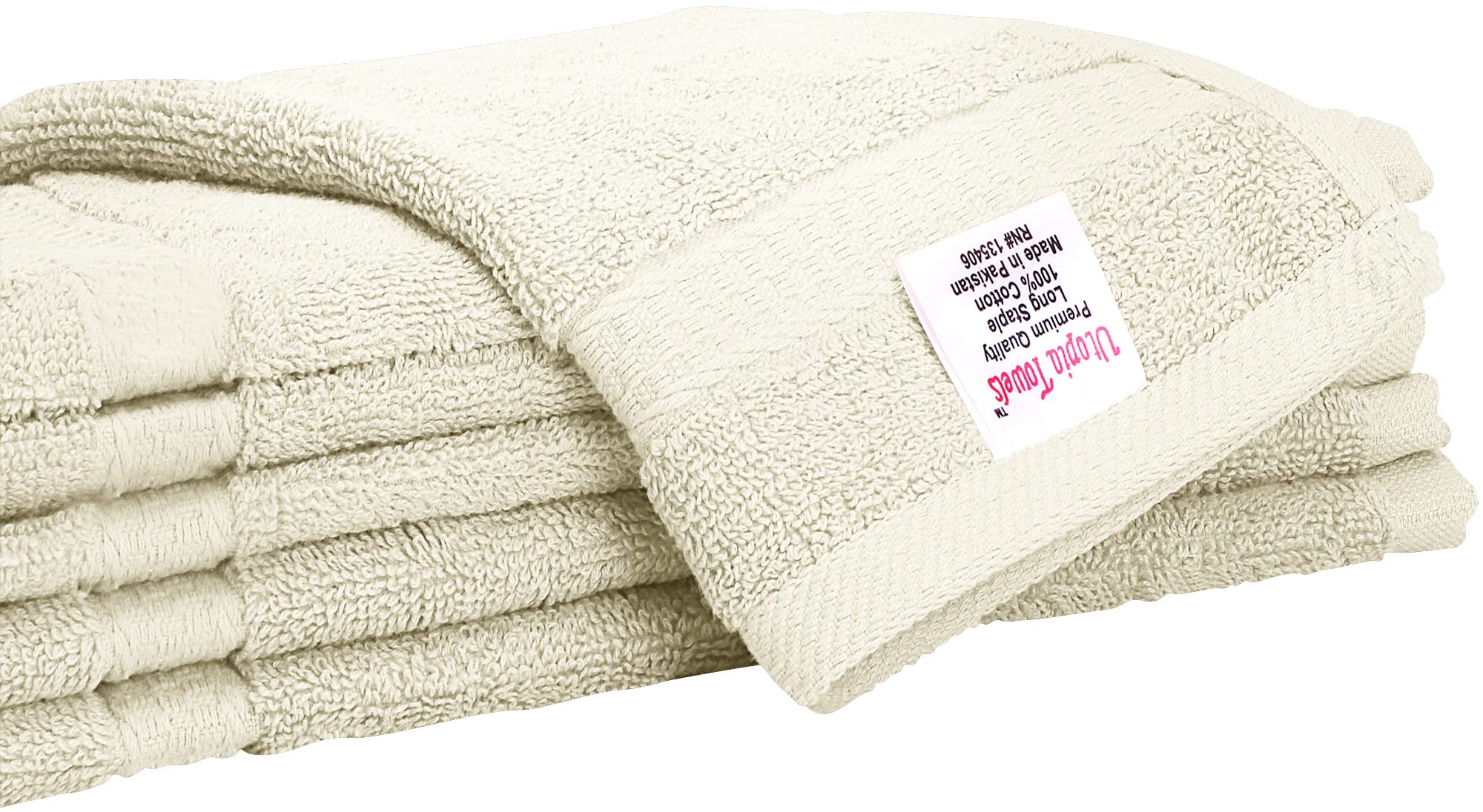 Utopia Towels 12 Pack Premium Wash Cloths Set, 12 by 12 Inches, 100% Cotton Ring Spun, Highly Absorbent and Soft Feel Essential Washcloths for Bathroom, Spa, Gym, and Face, Ivory