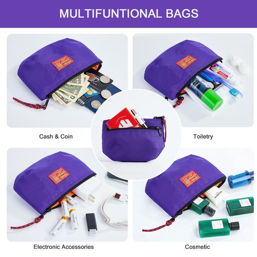 Rough Enough Small Cosmetic Bag for Purse Travel Makeup Bag for Women Girls with Zipper Toiletry Pouch Case Organizer Essentials Accessories Purple