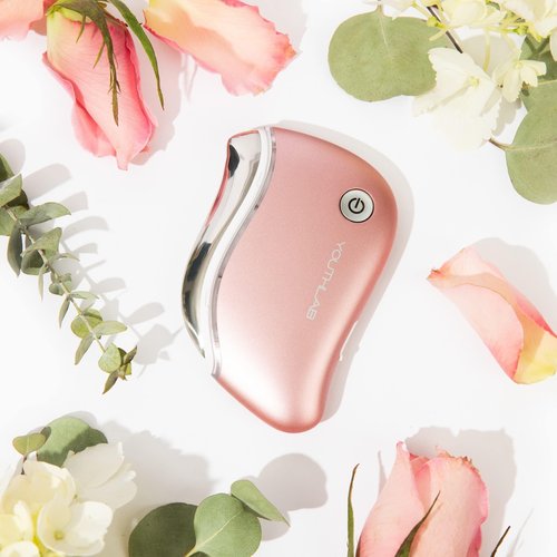 YOUTHLUX ProSculpt Heated Gua Sha Facial Massager – Electric Guasha Tool for Face Sculpting, Relaxation & Skincare | Soothing Vibration Facial Massage Tool with Contoured Design (Rose Gold)