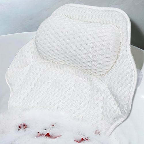 Luxury Bath Pillow for Tub - 4D Air Mesh Bathtub Pillow with 4 Non-Slip Suction Cups for Head, Neck and Back Support, Ergonomic Spa Accessories with Laundry Bag, Fits All Bathtubs