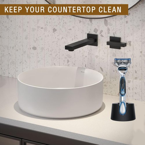 Nuyoach 2 Pcs Razor Holder Stand Compatible With Gillette Razor,Safety Razor Alloy Stand For Men,Shaver Organizer Holders Keep Razor Straight,Drain Shaving Base For Bathroom Countertops Accessory,Black