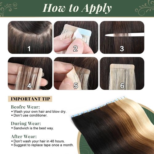 Missme Tape in Hair Extensions Human Hair 16 inch 20 Pcs 40g #P18/613 Ash Blonde Tape ins Human Hair Extensions Remy Hair Skin Weft Seamless Invisible Silky Straight Thick Ends Add Length