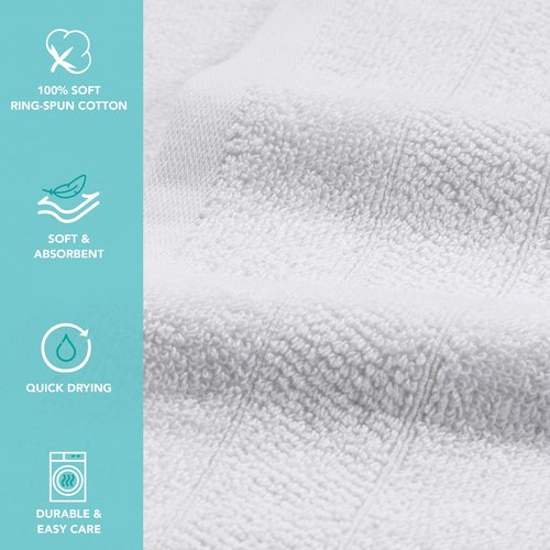 Arkwright Premium Washcloths - (Pack of 12) - Soft & Absorbent, 100% Ringspun Cotton, Contemporary Design Wash Cloths with Dobby, Multipurpose Fingertip Towels, White