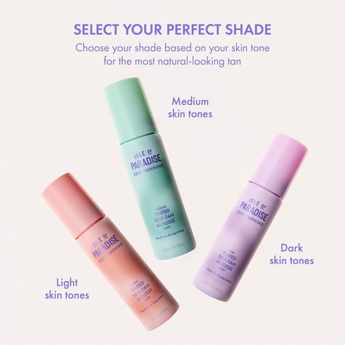 Isle of Paradise Tinted Self Tanning Mousse- Light, Streak-Free Self Tanner, Natural-Looking & Lasts Up to 7 Days, Vegan & Cruelty Free Sunless Tanning Foam Mousse, 6.76 fl oz.