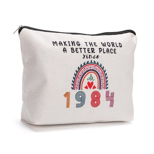 PEUTIER 40th Birthday Gifts Women, 10.43x7.09 Inch 1984 Birthday Makeup Bags Zipper Design Cosmetic Bags for Best Friend 40 Years Old