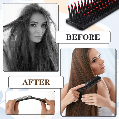 Baderke 144 Pack Individually Wrapped Hair Brushes Combs Set for Homeless, Detangling Brush Widen Combs for Curly Hair Suitable for Women Men Shelter Nursing Hotel Church Charity Supplies(Black)